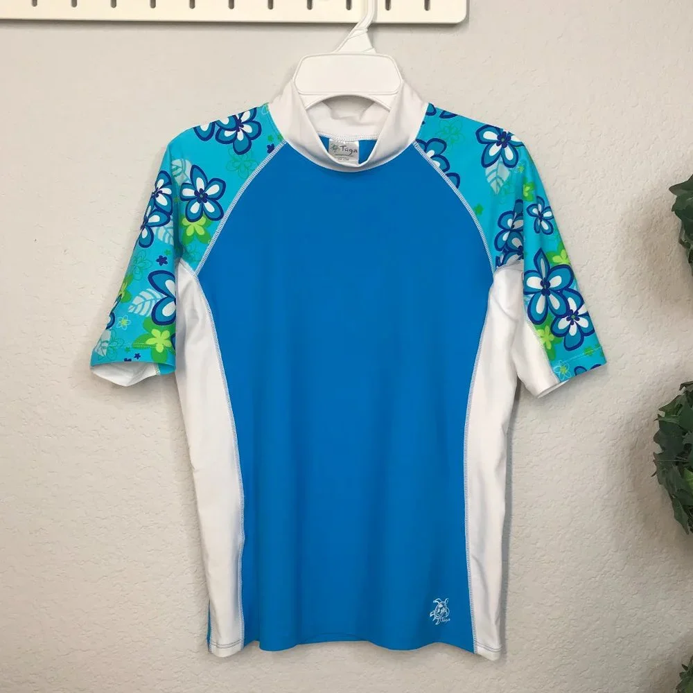 Tuga Kids Rash Guard Swim Top | Turquoise | 11/12